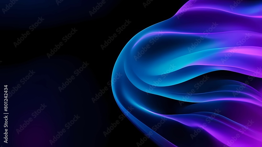 Abstract wavy background in purple and blue hues with a glossy, liquid metal appearance, wallpapers, or graphic design elements. Black blue purple silk satin. Сopy space for text or product Abstract wavy background in purple and blue hues with a glossy, liquid metal appearance, wallpapers, or graphic design elements. Black blue purple silk satin. Сopy space for text or product