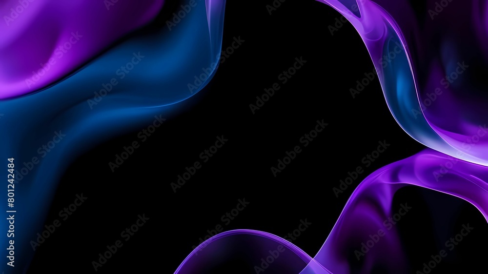 Abstract wavy background in purple and blue hues with a glossy, liquid metal appearance, wallpapers, or graphic design elements. Black blue purple silk satin. Сopy space for text or product Abstract wavy background in purple and blue hues with a glossy, liquid metal appearance, wallpapers, or graphic design elements. Black blue purple silk satin. Сopy space for text or product