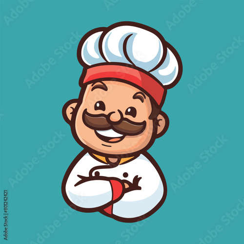 Happy cute chef mascot vector illustration