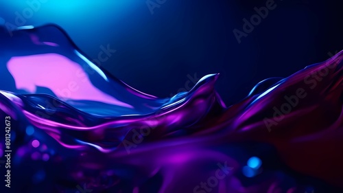 Wallpaper Mural Abstract wavy background in purple and blue hues with a glossy, liquid metal appearance, wallpapers, or graphic design elements. Black blue purple silk satin. Сopy space for text or product  Torontodigital.ca