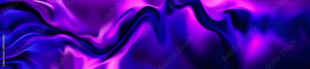 Abstract wavy background in purple and blue hues with a glossy, liquid metal appearance, wallpapers, or graphic design elements. Black blue purple silk satin. Сopy space for text or product. Banner Abstract wavy background in purple and blue hues with a glossy, liquid metal appearance, wallpapers, or graphic design elements. Black blue purple silk satin. Сopy space for text or product. Banner