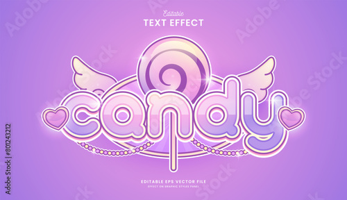 decorative sweet candy editable text effect vector design