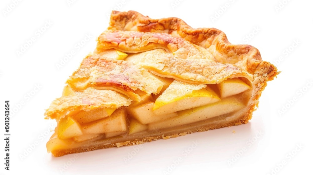 Slice Of Pie. American Apple Pie with Golden Crust on White Background Slice Of Pie. American Apple Pie with Golden Crust on White Background