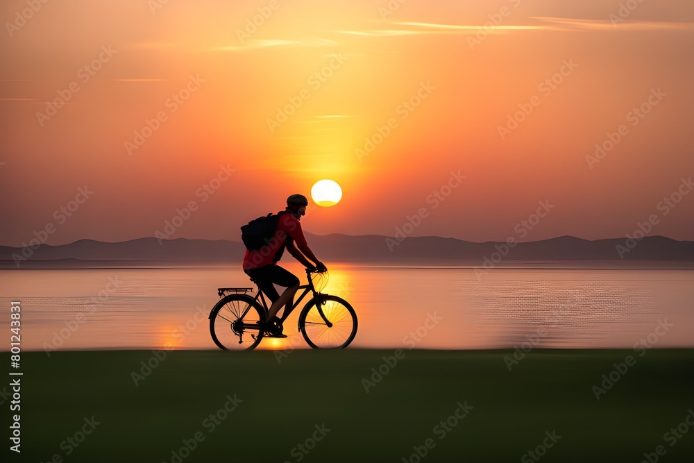 Fototapeta premium person rides a bicycle