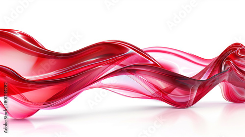 Cherry red wave abstract, bright and bold cherry red wave flowing smoothly on a white background.
