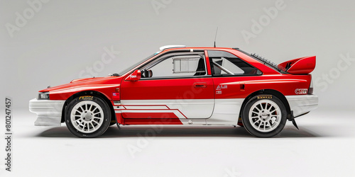 Side view of rally car white background