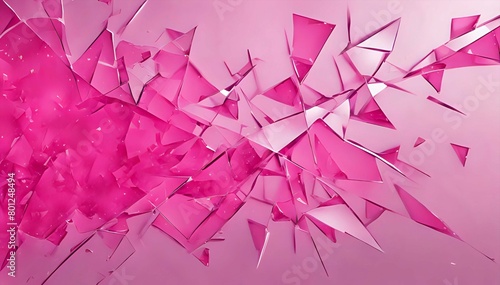 Pink broken and shattered glass background. Ai generated. photo