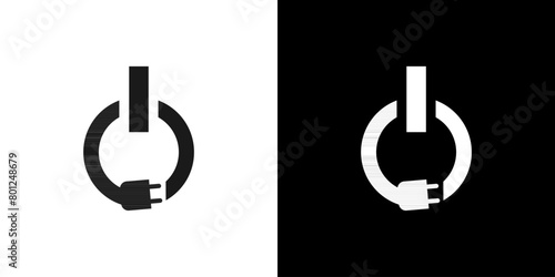 Power button plug logo vector. start shutdown switch icon symbol photo