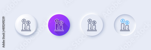 Ab testing line icon. Neumorphic, Purple gradient, 3d pin buttons. Ui test chart sign. Line icons. Neumorphic buttons with outline signs. Vector
