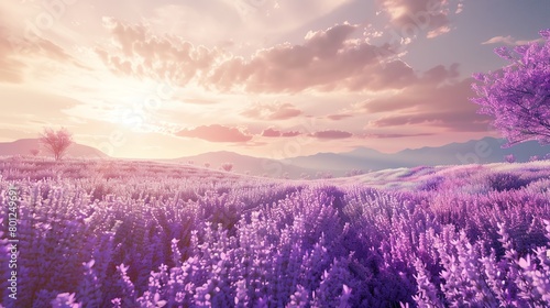 3D render of Dreamy lavender fields