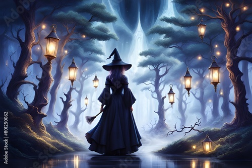 witch in magical forest photo
