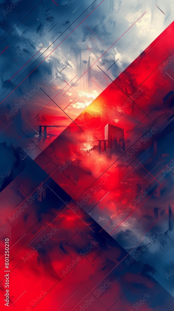 Fototapeta premium Create a digital painting of a vibrant sunset over a cityscape