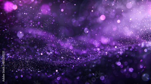 Intense Violet Bokeh Lights with Sparkle Dust on Dark Abstract Background, High Definition Capture