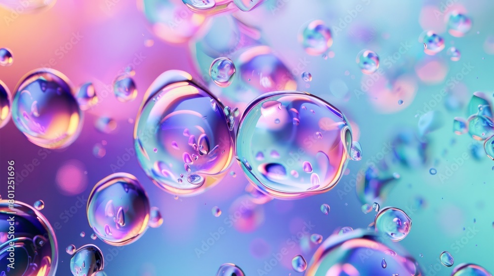iridescent bubbles colorful 3d abstract background