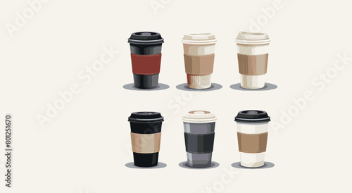 Group of Coffee Cups Arranged Neatly