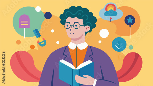 Through their extensive research a neurodivergent historian uncovers the contributions of queer individuals in shaping key historical events. Vector illustration