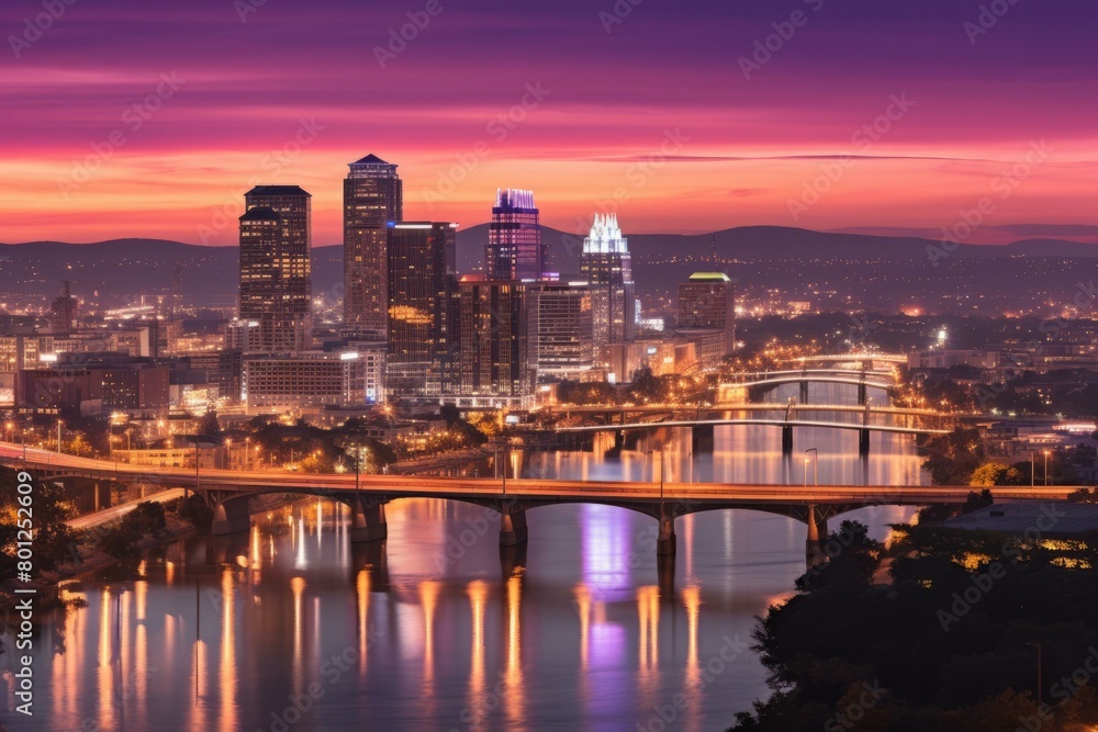 Naklejka premium Night view of the city of Knoxville, Tennessee, USA