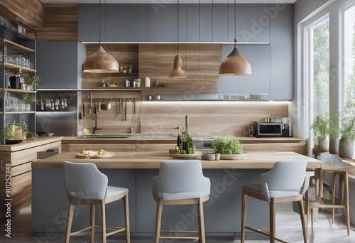 interior bar wooden kitchen Gray