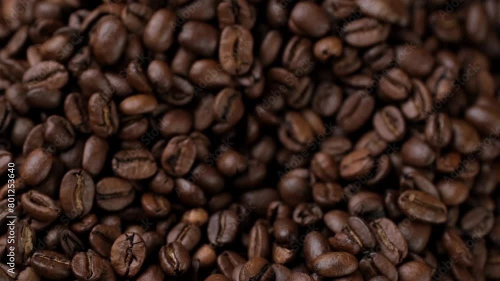 Barista scoops coffee beans into a spoon, close up Barista scoops coffee beans into a spoon, close up