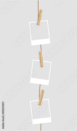 real string polaroids hanging down no backgrounds