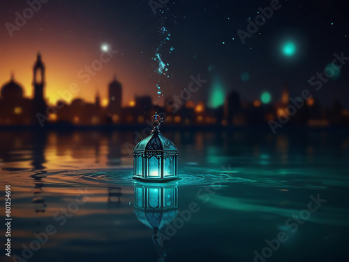 islamic eid background design with glow light effect