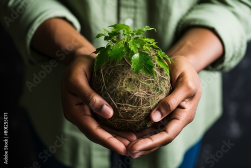Hands holding a plant photo