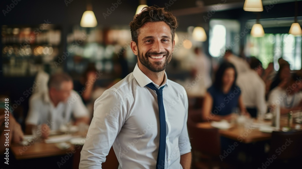 Obraz premium Portrait of a smiling businessman in a restaurant