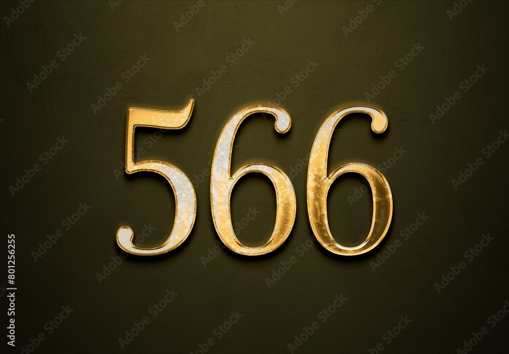 Old gold effect of 566 number with 3D glossy style Mockup. Old gold effect of 566 number with 3D glossy style Mockup.
