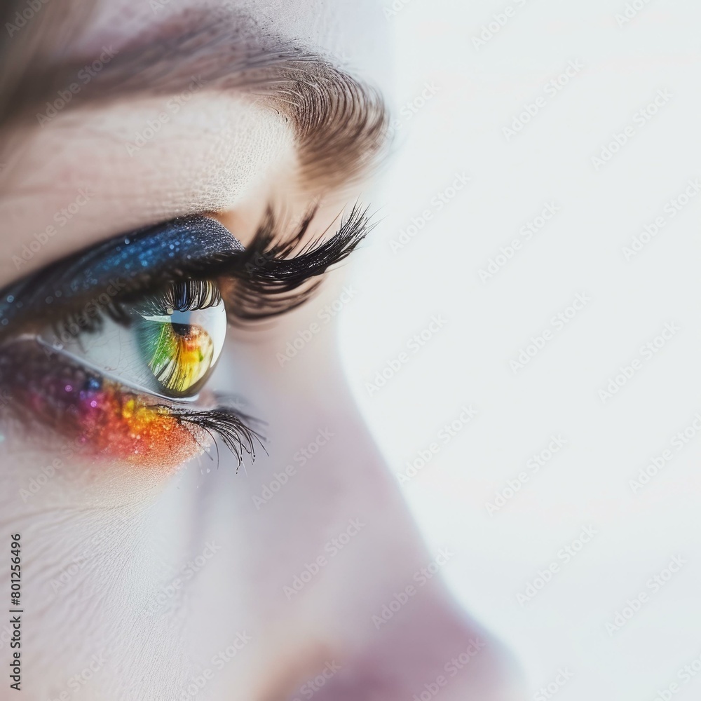 Fototapeta premium Close-up of woman's eye with colorful eye makeup