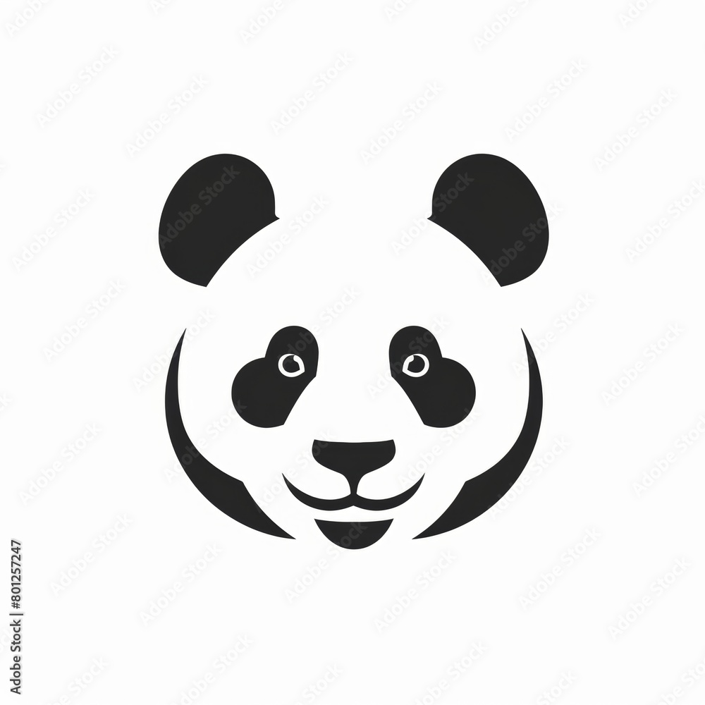 Fototapeta premium Vector illustration icon of a cute panda head over white background.