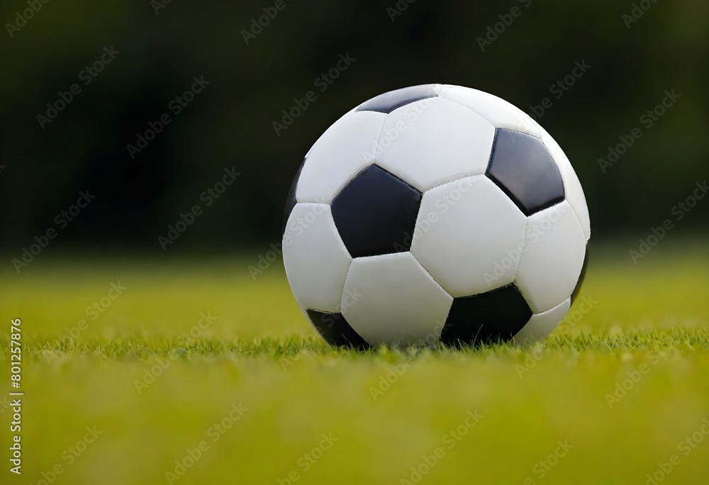 A soccer ball on a grassy field