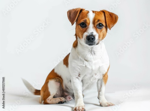 A cute brown and white Jack Russell Terrier dog