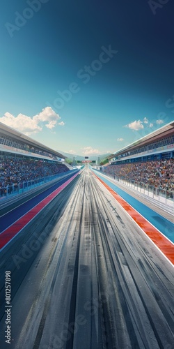 race track with spectators in the stands