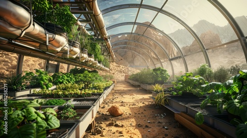 plants growing in a greenhouse on mars photo