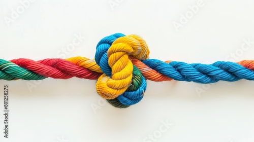 colorful rope knot isolated on white background