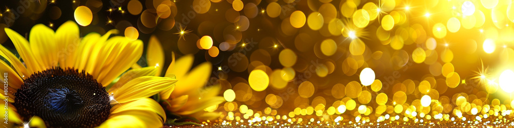 Sunflower Yellow Glitter Defocused Abstract Twinkly Lights Background, sparkling blurred lights with vibrant sunflower yellow colors. Sunflower Yellow Glitter Defocused Abstract Twinkly Lights Background, sparkling blurred lights with vibrant sunflower yellow colors.