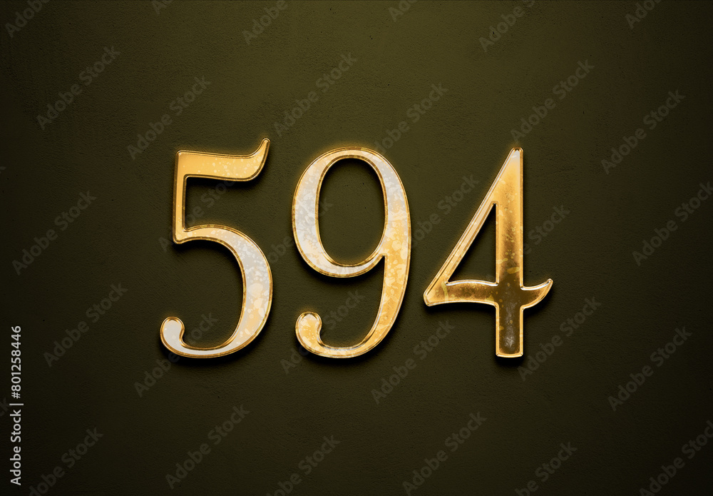 Old gold effect of 594 number with 3D glossy style Mockup. Old gold effect of 594 number with 3D glossy style Mockup.