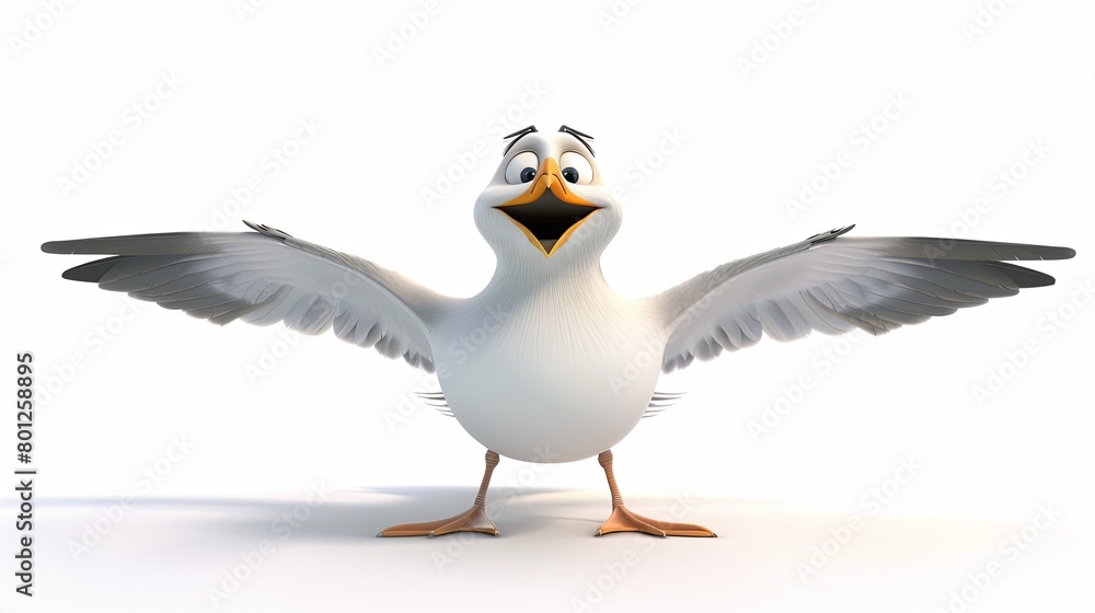 Fototapeta premium Seagull on a white background