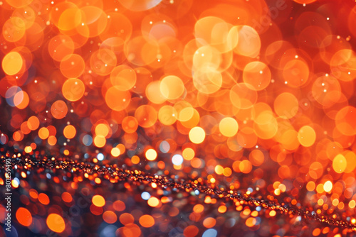 Tangerine Orange Glitter Defocused Abstract Twinkly Lights Background, sparkling blurred lights in bright tangerine colors.