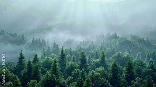 Green arboreal vegetation dominates the landscape photo
