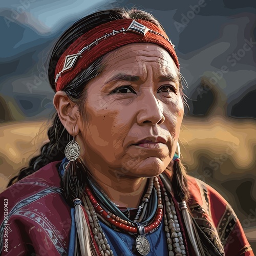 Retrato de la Etnia Mapuche photo