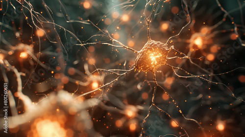 Nerve firing a signal through axon nerve communication photo