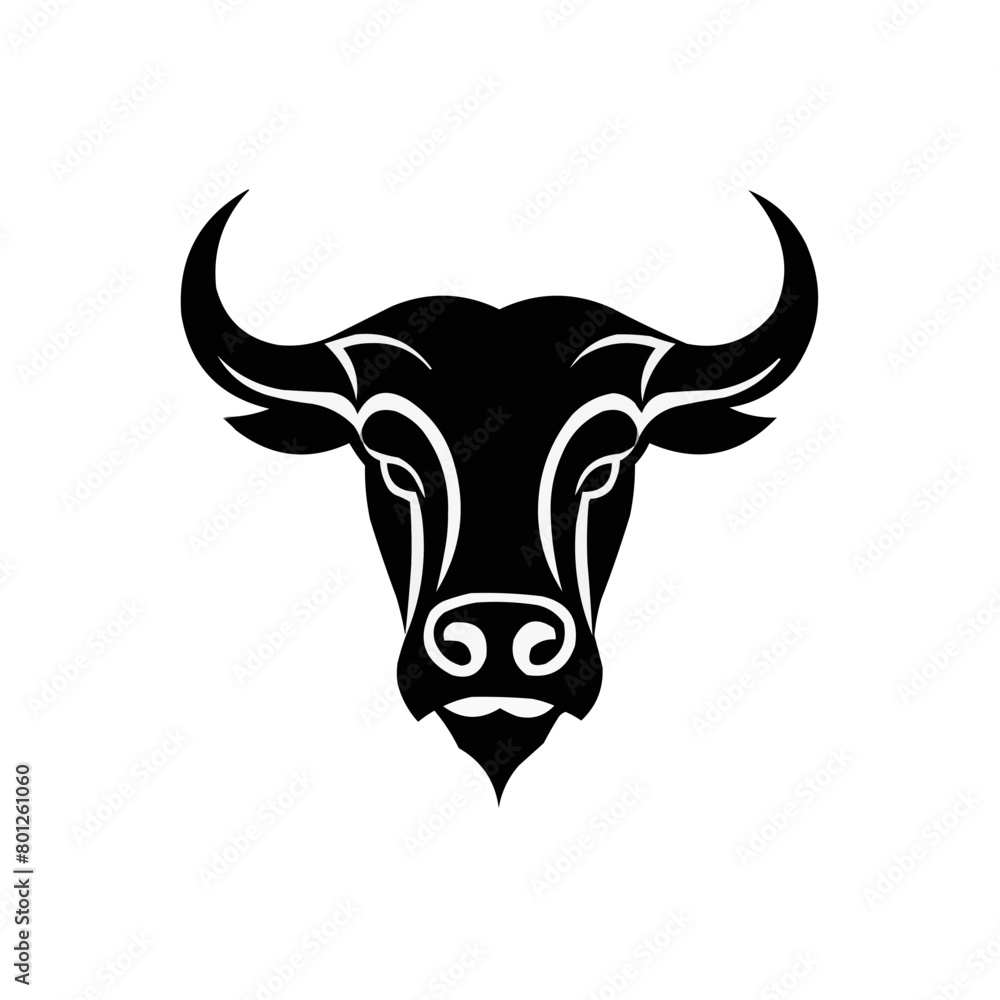 Bull head vector illustration black and white | Silhouette of a bull head Bull head vector illustration black and white | Silhouette of a bull head