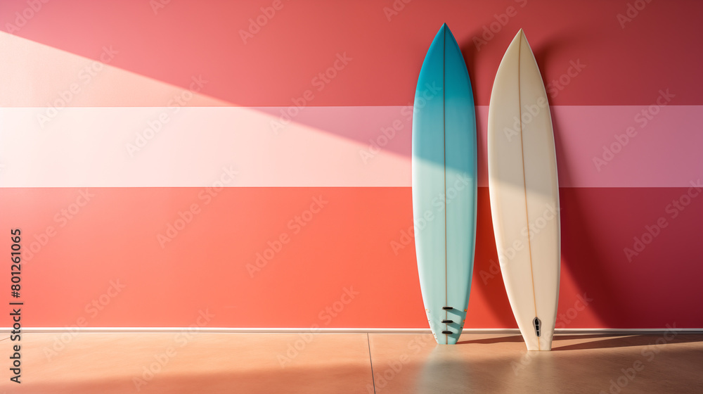 Surfboard on a Clean Pastel Background Surfboard on a Clean Pastel Background