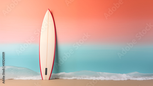 Surfboard on a Clean Pastel Background