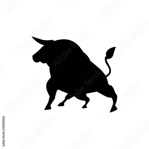 Silhouette of a bull black and white | Vector illustration of a bull black and white
