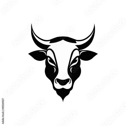 Bull head vector illustration black and white | Silhouette of a bull head