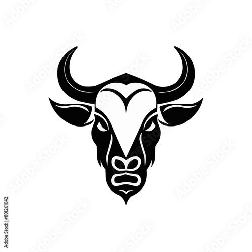 Bull head vector illustration black and white | Silhouette of a bull head