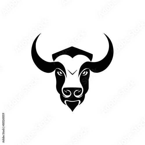 bull skull isolated on white canvas | Silhouette of a bull head vector illustration