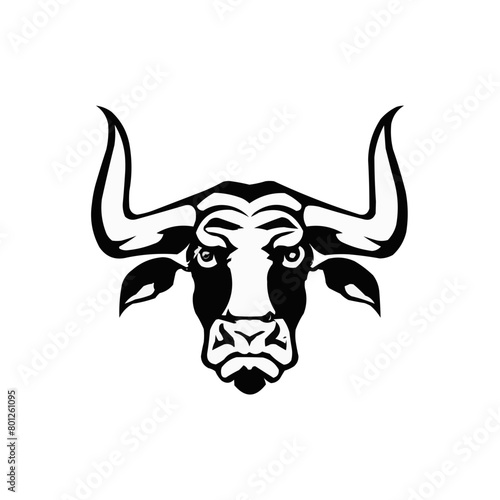Bull with long horns vector illustration | Silhouette of a bull svg black